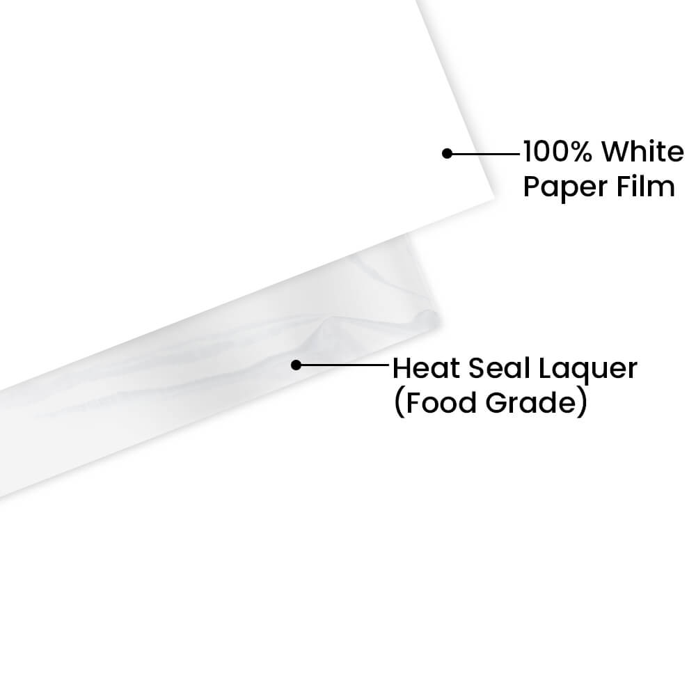 Compostable White Paper transperent laminated